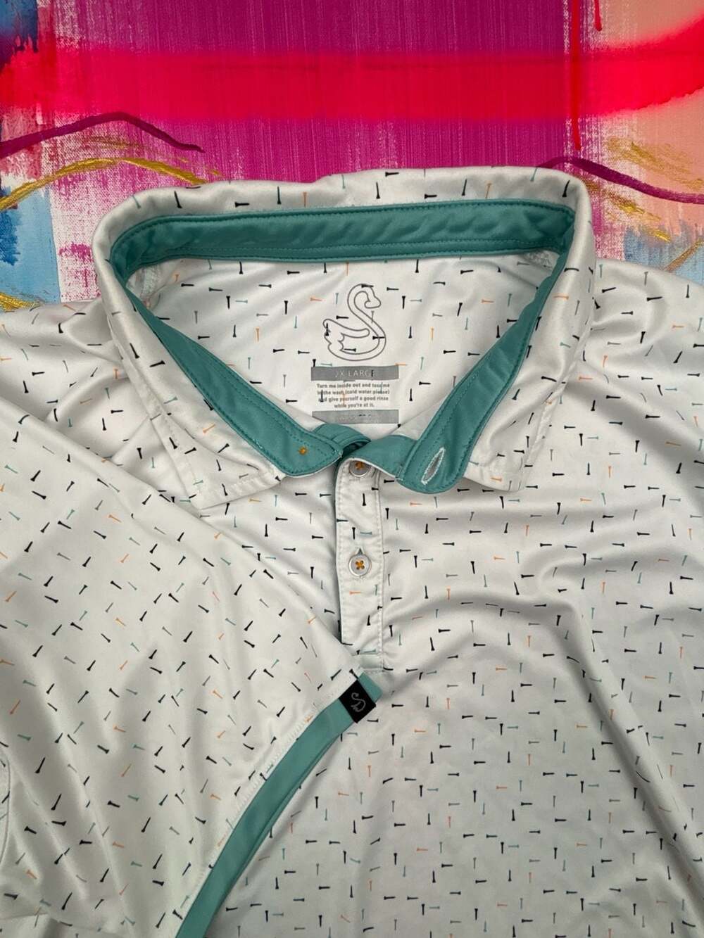 Swannies Golf Men's Performance Polo Shirt white Golf Tee Print Size 2XL